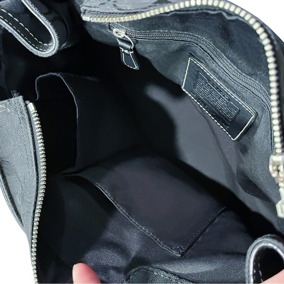 Coach Hampton Sateen & Leather Signature Logo Handbag - Picture 10 of 11